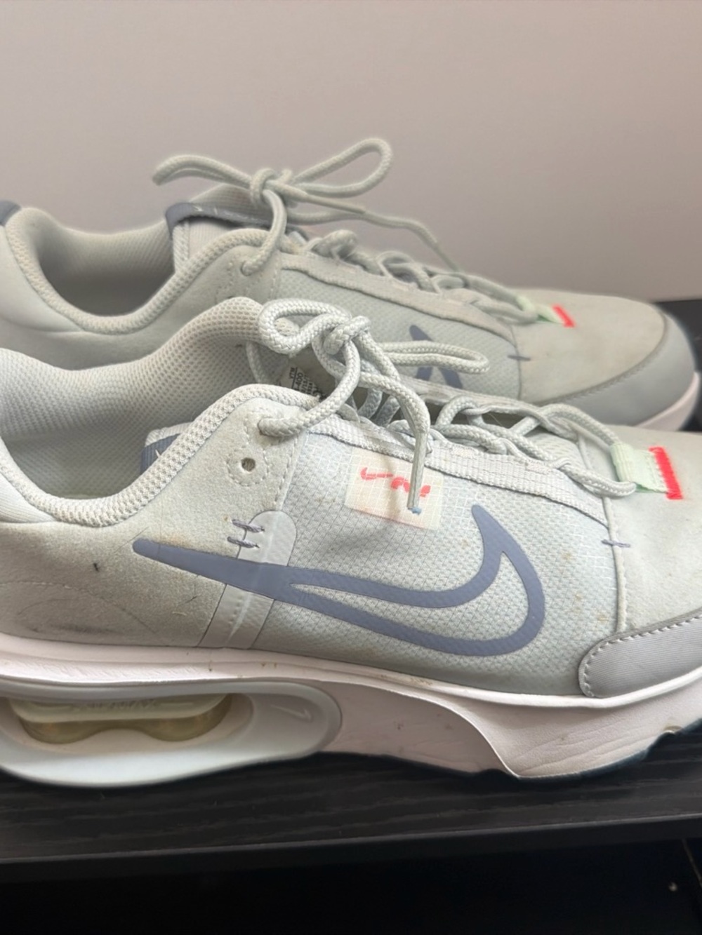Nike Women's Light Gray with Soft Blue Swoosh Air Cushion Sneakers